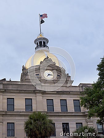 City Hall above the river in Savannah Georgia USA Editorial Stock Photo